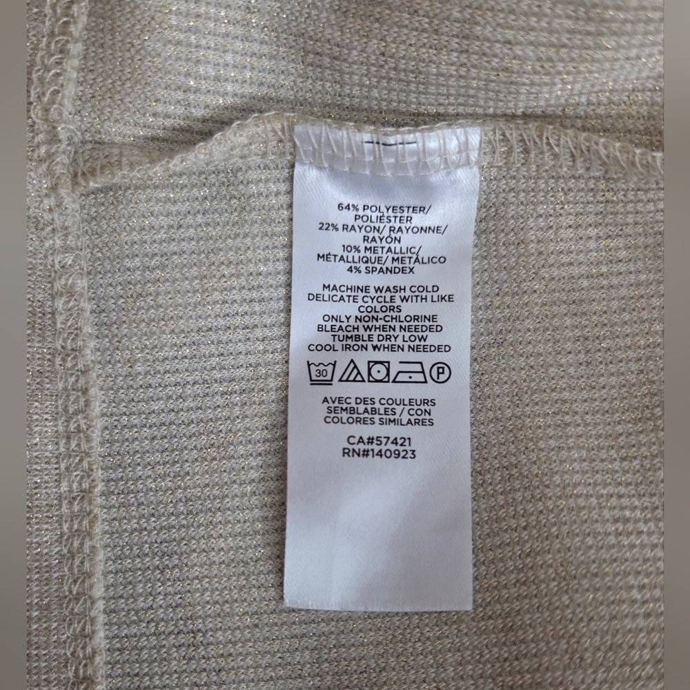 LOFT Cream Shimmery Off-Shoulder Blouse Size L - Picture 11 of 11
